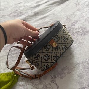 Tory Burch Beige and Black Patterned Crossbody Bag
